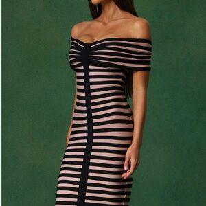 House of CB Black and Tan Strapless Dress